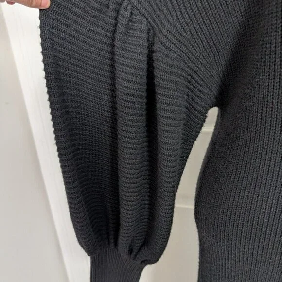 NEW Express Ribbed Maxi Dress Womens Size Medium Black Stretch V Neck Long - Picture 4 of 12